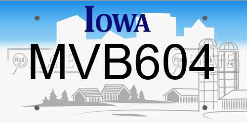 MVB604 Iowa License Plate
