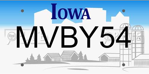 MVBY54 Iowa License Plate