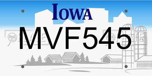 MVF545 Iowa License Plate
