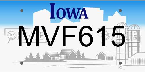 MVF615 Iowa License Plate
