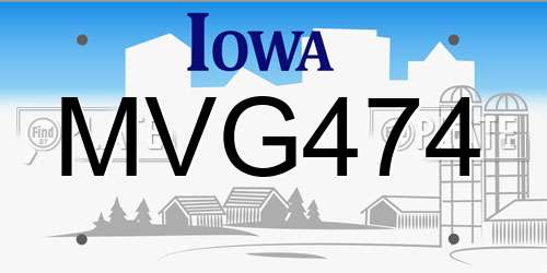 MVG474 Iowa License Plate