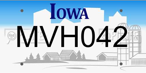 MVH042 Iowa License Plate