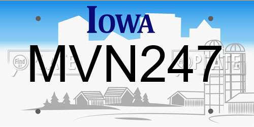 MVN247 Iowa License Plate