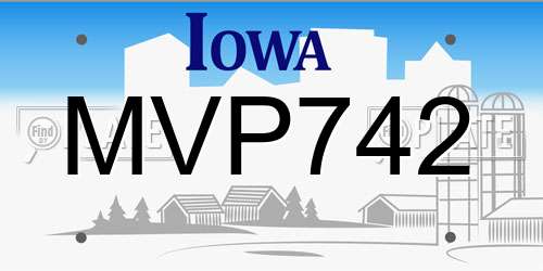 MVP742 Iowa License Plate