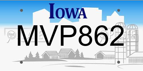 MVP862 Iowa License Plate