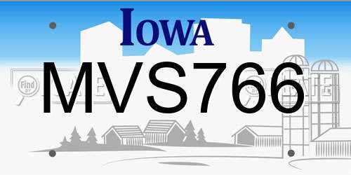 MVS766 Iowa License Plate