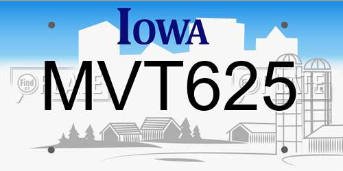 MVT625 Iowa License Plate
