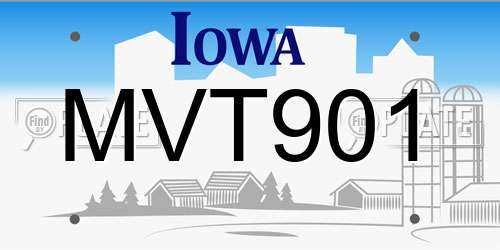 MVT901 Iowa License Plate