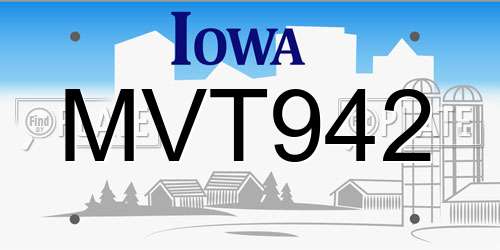 MVT942 Iowa License Plate