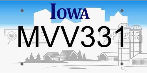 MVV331 Iowa License Plate