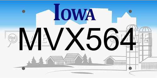 MVX564 Iowa License Plate