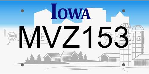MVZ153 Iowa License Plate