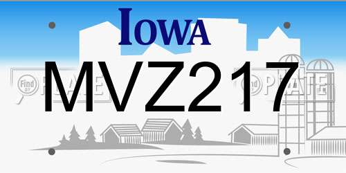 MVZ217 Iowa License Plate