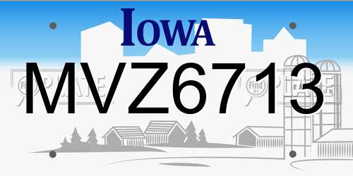 MVZ6713 Iowa License Plate