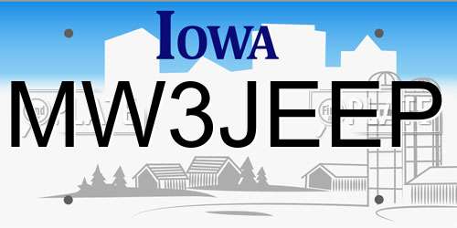MW3JEEP Iowa License Plate