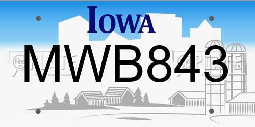 MWB843 Iowa License Plate