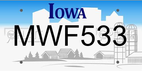 MWF533 Iowa License Plate