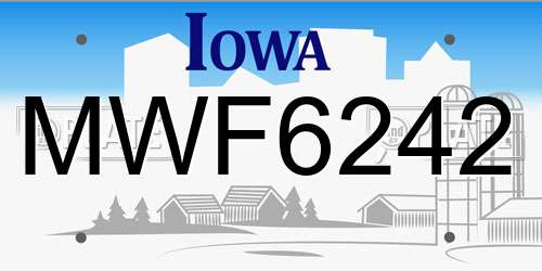 MWF6242 Iowa License Plate