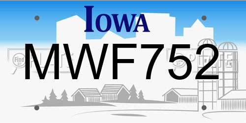 MWF752 Iowa License Plate