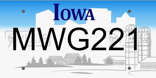 MWG221 Iowa License Plate