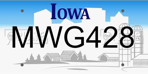 MWG428 Iowa License Plate