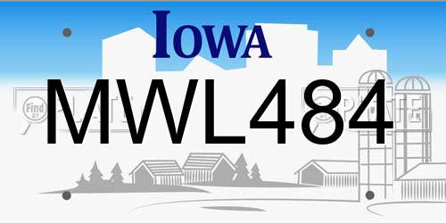 MWL484 Iowa License Plate