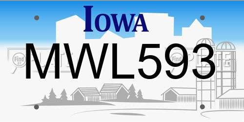 MWL593 Iowa License Plate