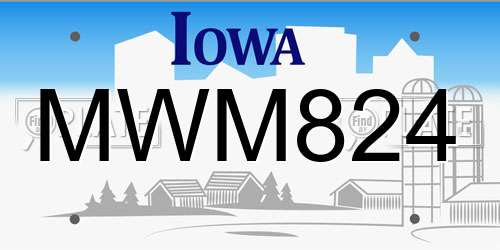 MWM824 Iowa License Plate