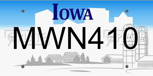 MWN410 Iowa License Plate