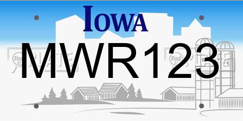 MWR123 Iowa License Plate
