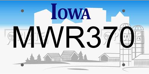 MWR370 Iowa License Plate