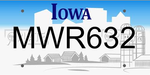 MWR632 Iowa License Plate