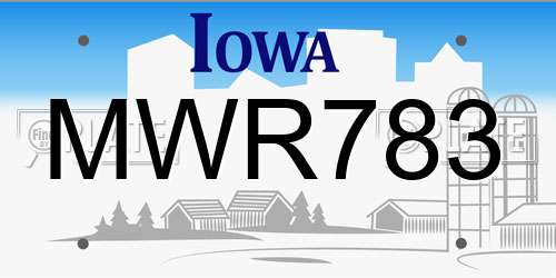 MWR783 Iowa License Plate
