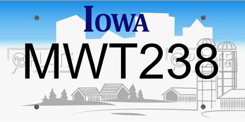 MWT238 Iowa License Plate