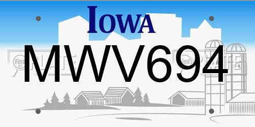 MWV694 Iowa License Plate
