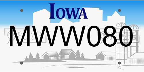 MWW080 Iowa License Plate
