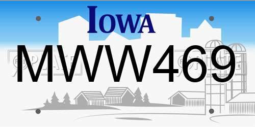 MWW469 Iowa License Plate
