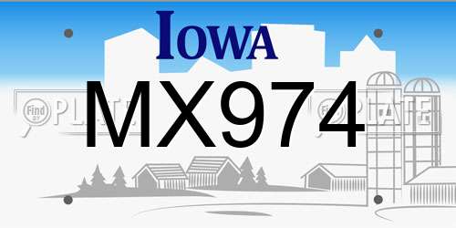 MX974 Iowa License Plate