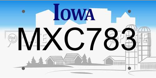 MXC783 Iowa License Plate