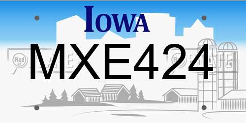 MXE424 Iowa License Plate