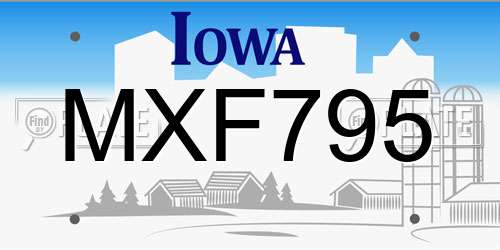 MXF795 Iowa License Plate