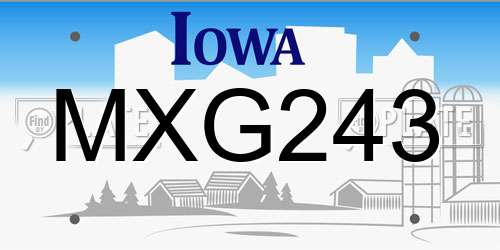 MXG243 Iowa License Plate