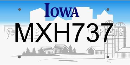 MXH737 Iowa License Plate