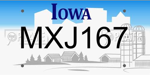 MXJ167 Iowa License Plate