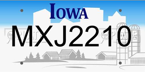MXJ2210 Iowa License Plate