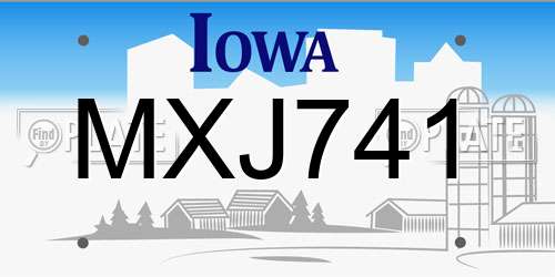 MXJ741 Iowa License Plate