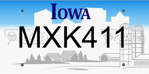 MXK411 Iowa License Plate