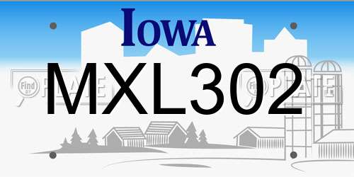 MXL302 Iowa License Plate