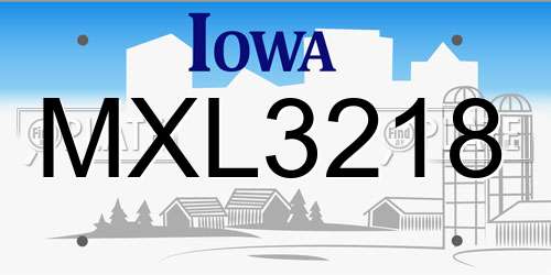 MXL3218 Iowa License Plate