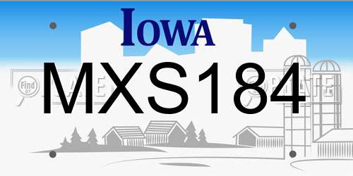 MXS184 Iowa License Plate